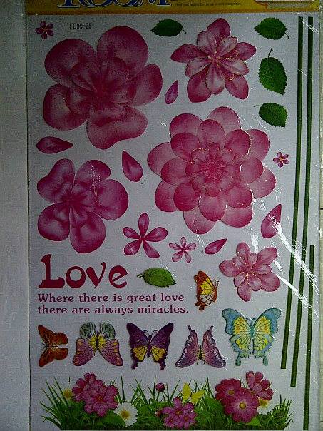 BUNGA PINK LOVE Jual Wall Stiker Murah,Wall stiker untuk 