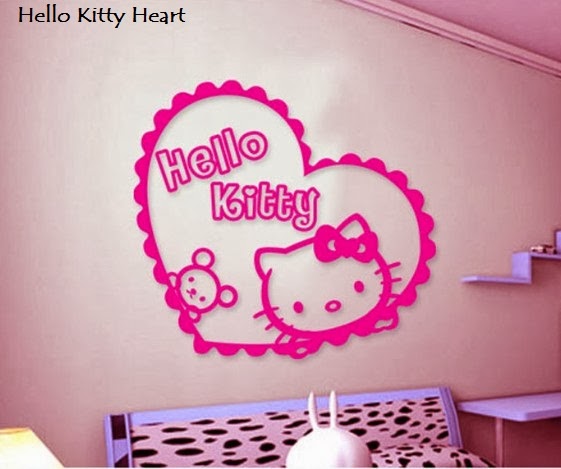 Hello Kitty Heart KK 028 Jual Wall Sticker Murah, ecer dan 