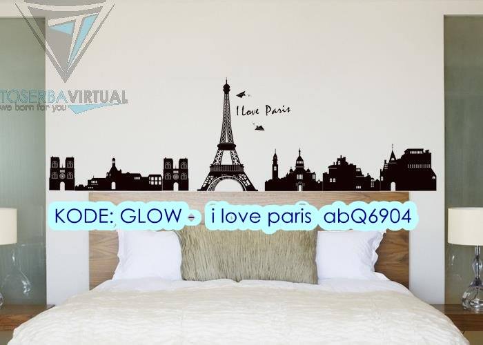 Glow I Love Paris Wallsticker ecer, grosir untuk dekor 